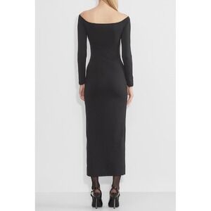 Aritzia Contour Off-Shoulder Maxi Dress Black Long Sleeve Bodycon Large 120815